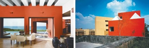 리카르도 레고레타 씨의 건축은 단순하고 힘 있는 형태와 강렬한 색채를 특징으로 한다. 이스라엘 하이파의 오퍼하우스(왼쪽)와 멕시코 산타페의 ITESM 학교. 사진 제공 우원디자인