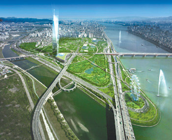 서울시가 11일 내놓은 신도시계획체계 도입안에 따라 서울시내 대규모 용지의 개발이 잇따를 것으로 보인다. 사진은 현대차그룹이 2006년 개발 계획을 밝힌 110층짜리 초고층 빌딩의 조감도. 사진 제공 성동구