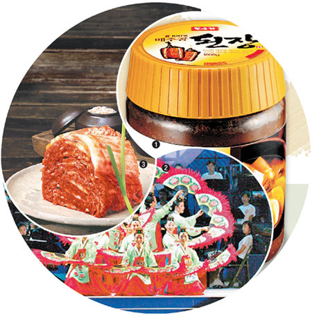 ① 구자경 LG그룹 명예회장이 은퇴 후 만들고 있는 ‘수향식품’의 재래식 된장.② 윤영달 크라운해태제과 회장이 운영하는 국악단.③ 고 최종현 전 SK그룹 회장의 지시로 개발된 ‘수펙스 명품 김치’. 사진 제공 ㈜워커힐·수향식품·크라운해태제과