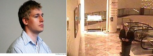 신인모델 줄리사 브리스먼 씨를 총기 살해한 혐의로 체포된 보스턴대 의과대학원 학생인 필립 마코프 씨(23).(왼쪽)/범행 후 현장을 빠져나가는 모습이 호텔의 폐쇄회로(CC) TV에 찍혔다(오른쪽). 뉴욕타임스 캡쳐.