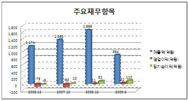 삼영전자 주요 재무항목