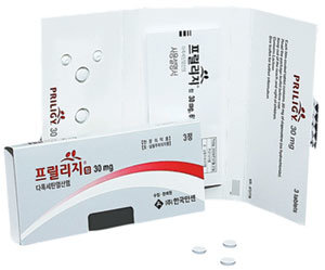 프릴리지는 최초로 개발된 먹는 조루치료제다. 1팩에 3알이 들어 있고 의사의 처방이 필요한 전문의약품이다. 사진 제공 한국얀센