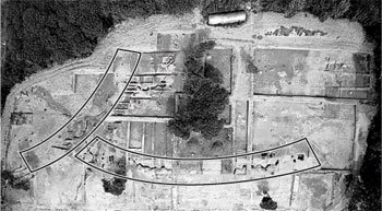 전북 익산시 왕궁리 궁성 유적 발굴 현장. 선으로 표시한 부분이 수로다. 사진 제공 국립부여문화재연구소