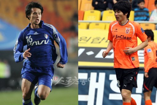 수비력이 취약한 삼성, 공격력이 함량미달인 제주. 두 팀이 윈-윈 트레이드를 성사시켰다. 제주의 수비수 강민수(오른쪽)와 수비형 미드필더 이동식이 차범근 호에 승선하고, 삼성의 포워드 배기종(왼쪽)과 홍순학은 제주에 새 둥지를 튼다. 스포츠동아DB