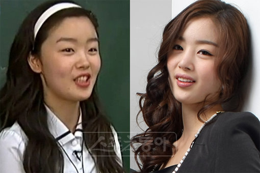 데뷔 전 방송출연 당시의 한선화(왼쪽)-현재 시크릿 멤버로 활동하는 모습.