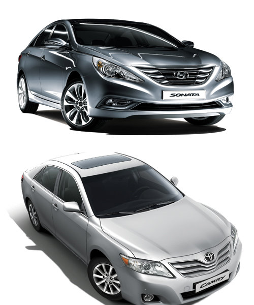 쏘나타(위)와 캠리.