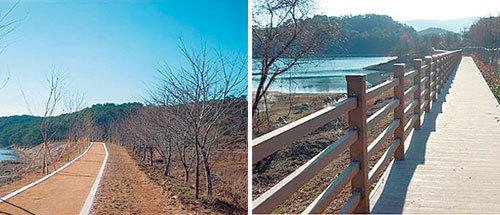 5일부터 부산시민에게 개방되는 9.5km 구간의 부산 금정구 회동수원지 수변 산책로. 사진 제공 부산시 상수도사업본부