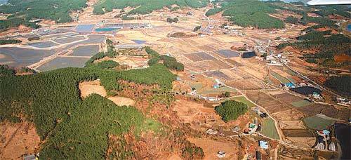 ‘겨울 녹색길’로 선정된 태안군 이원면의 볏가리 마을 길 전경. 사진 제공 태안군