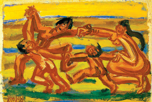 이중섭, ‘춤추는 가족’ (종이에 유채, ‘1953∼1954년’) 그림 제공 바다출판사