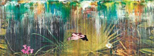 ‘영원한 아방가르드 작가’로 꼽히는 김구림 씨가 ‘음양’ 시리즈에서 선보인 대형 회화(2009년). 사진 제공 CSP111아트스페이스