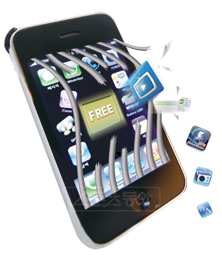 수많은 어플리케이션을 공짜로 사용할 수 있다는 유혹때문에 아이폰을 해킹한 ‘탈옥폰’이 등장하기도 한다. 사이디아스토어는 아이폰 이용자들에게 암시장으로 통한다.