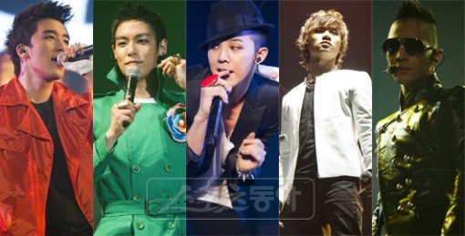 ‘2010 빅쇼’ 빅뱅(왼쪽부터) 승리, 탑, 지드래곤, 대성, 태양.