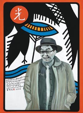가수 겸 화가 조영남 씨의 ‘비광’(2009). 독일의 현대미술가 요셉 보이스의 외투와 모자를 ‘빌려입은’ 자신의 이미지를 화투 그림과 접목한 작품이다. 사진 제공 롯데갤러리