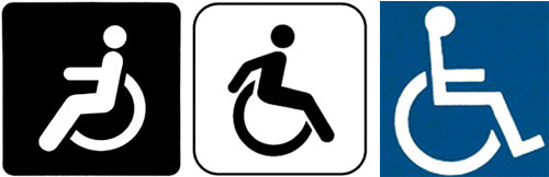 표준 안 지킨 표지
KTX-Ⅱ 내부의 장애인 시설 표지(왼쪽). 한국지체장애인협회는 국내 표준(가운데)과 국제 표준(오른쪽)에 맞지 않는 국적불명이라고 지적했다. 사진 제공 한국지체장애인협회