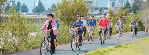 전남 순천시는 시민 무인 공용자전거 온누리를 운영하고 있다. 온누리 자전거는 마그네슘 재질로 가볍고 단단하다. 온누리 자전거는 순천 해룡산업단지에 입주한 기업에서 만들었다. 사진 제공 순천시