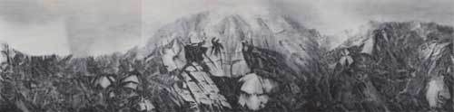 18세기 진경산수의 개념을 현대적으로 변용해 표현한 정주영 씨의 ‘인왕산’. 사진 제공 몽인아트센터