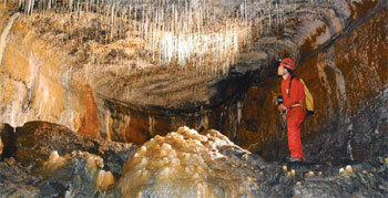 세계자연유산으로 일반인 출입이 금지된 용천동굴을 간접적으로 만날 수 있는 가상체험관이 만들어졌다. 사진은 용천동굴 내부 종유관, 동굴산호 모습. 동아일보 자료 사진