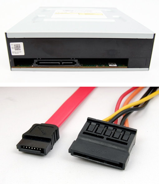 (위)설치가 편한 SATA 인터페이스를 사용한다(아래)SATA용 데이터 커넥터(왼쪽)와 전원커넥터(오른쪽)의 모습