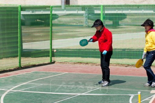 장소에 구애받지 않고 경기할 수 있는 프리테니스. 땅에서 하는 탁구로 누구나 쉽게 할 수 있다. 사진제공 ｜ 대한프리테니스협회