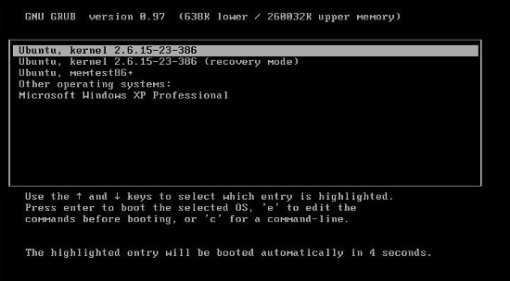 리눅스, 윈도우 멀티 부팅 시 운영체계 선택을 도와주는 리눅스의 GRUB 부트 로더