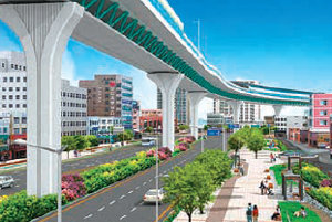 부산시가 추진 중인 남항대교와 북항대교를 연결해 주는 고가도로 방식의 영도연결도로 조감도. 사진 제공 부산시