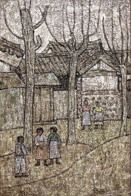 박수근이 서울 종로구 창신동 집 부근의 풍경을 그린 1950년대 작품 ‘골목 안’.