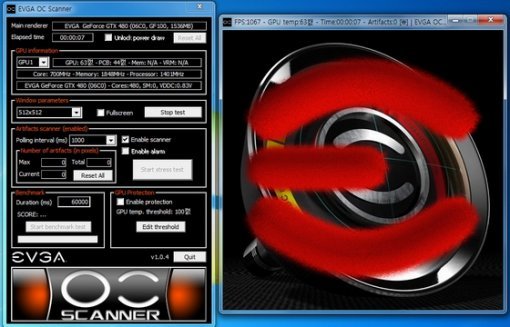 EVGA OC Scanner는 오버클러킹 후에 그래픽카드의 안정성을 테스트할 수 있다