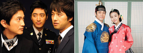 SBS의 월드컵 중계와 경쟁하면서도 높은 시청률을 기록한 KBS 드라마 ‘수상한 삼형제’(왼쪽)와 MBC 드라마 ‘동이’. 사진 제공 KBS, MBC