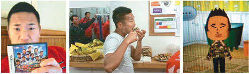 정대세가 남아공 월드컵을 앞두고 개설한 일본 블로그에 올린 사진들. 왼쪽부터 새로 발매된 게임 CD, 북한 축구 대표팀의 식사 
사진, 직접 만든 게임 속 자신의 아바타 등에는 그의 자유분방한 개성이 잘 드러나 있다.