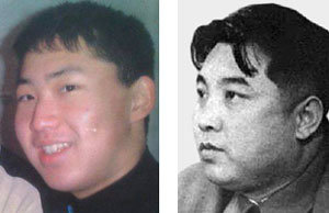 중국을 방문 중인 김정일 국방위원장이 3남 정은(왼쪽 사진)과 동행했는지에 국내외 언론의 관심이 쏠리는 가운데 정은을 목격했다는 중국인 관계자의 증언이 나왔다. 이 관계자는 정은이 김일성 주석의 젊은 시절 모습(오른쪽 사진)과 흡사하다고 말했다. 동아일보 자료 사진
