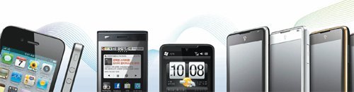왼쪽부터 애플 ‘아이폰4’, LG전자 ‘옵티머스Z’, HTC ‘디자이어’, 팬택 ‘베가’.