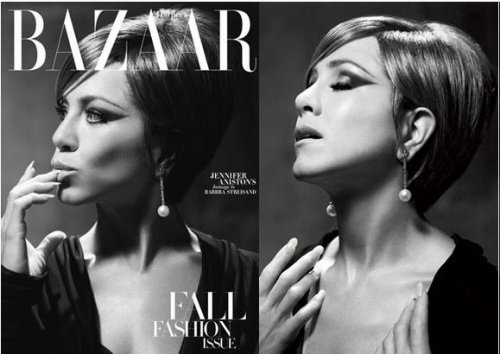 제니퍼 애니스톤은 미국판 ‘하퍼스 바자(Harper’s Bazaar) 의 9월호 커버에서도 커버로 등장했다. 여기서 애니스톤은 바브라 스트라이젠드 (Barbra Streisand)를 오마주로 큰 반향을 일으키기도 했다. 사진제공 조벡