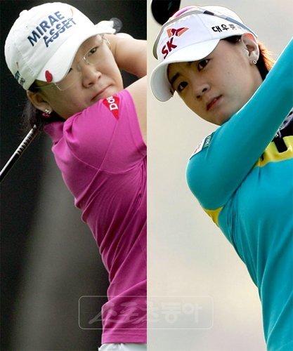 여자골프선수 신지애 최나연 (왼쪽부터). 스포츠동아DB