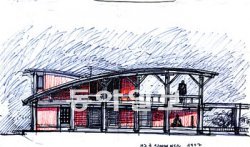 무주 진도리 마을회관 입면스케치.