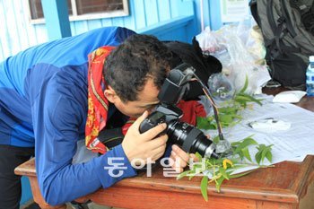 국립생물자원관 김기경 연구원이 올해 8월 캄보디아 현지에서 채집한 식물을 관찰하고 있다. 우리나라에서는 분류학 분야 일자리가 줄면서 분류학 전공자도 급격히 감소했다. 이영혜 동아사이언스 기자 yhlee@donga.com