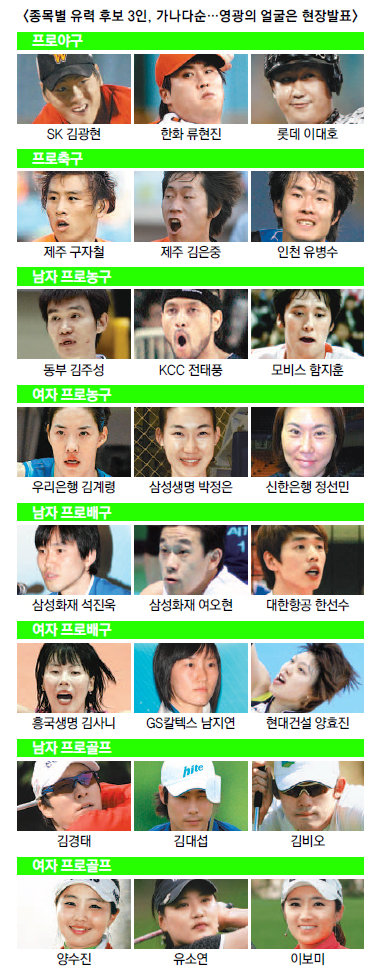 동아스포츠대상 종목별 유력후보 3인