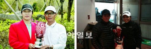 스포츠 스타는 남다른 노력과 재능으로 그 자리에 섰다. 한 가지를 더한다면 부모의 헌신도 빼놓을 수 없다. 일본 남자프로골프투어 한국인 최초 상금왕에 오른 김경태와 아버지 김기창 씨(왼쪽 사진 오른쪽), 한국여자프로골프 4관왕에 오른 이보미와 아버지 이석주 씨(오른쪽 사진 왼쪽)가 대표적인 경우다. 동아일보 자료 사진