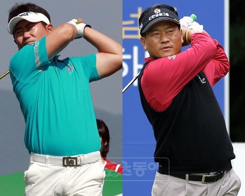 PGA 투어가 2011년 시즌 예상하면서 한국 남자골프의 간판스타 최경주(오른쪽)와 양용은에게 어두운 전망을 해 눈길을 끌었다. 스포츠동아DB