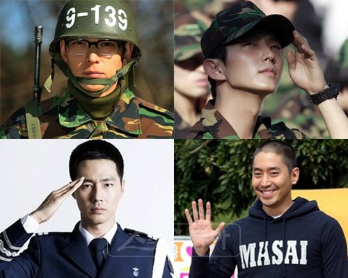 (맨위 왼쪽부터 시계방향) 배우 강동원, 이준기, 에릭, 조인성. 스포츠동아DB