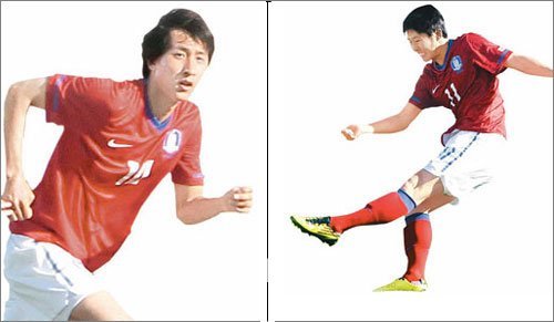 지동원(왼쪽) , 손흥민(오른쪽)