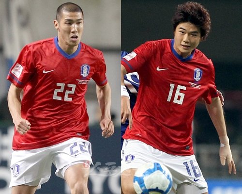 한국축구 국가대표팀 선수 차두리, 기성용 (왼쪽부터). 스포츠동아DB