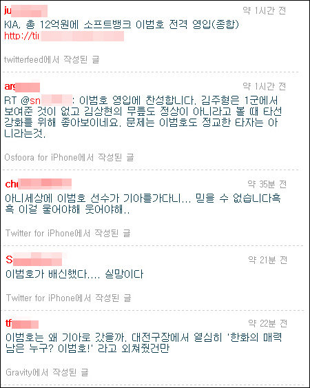 트위터리안들의 의견 캡처