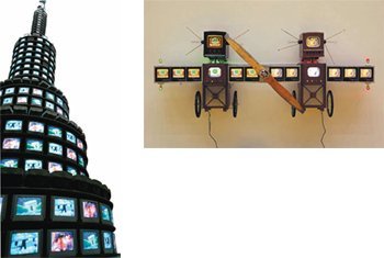 국립현대미술관이 소장한 백남준의 ‘다다익선’. 미술계 인사들은 “새로운 사조를 창시한 그의 작품세계 연구와작품 관리를 위해 국가와 기업, 국민이 관심을 쏟아야 한다”고 입을 모은다.동아일보 자료사진(왼쪽), 백남준은 세계적 거장임에도 한국의 무관심 속에 국제 미술시장에서 홀대를 받고 있다. 그의 작품 중최고 경매가를 기록한 ‘라이트 형제’는 2007년 11월 크리스티 홍콩 경매에서 54만 달러에 낙찰됐다.(오른쪽)