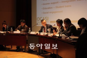 22일 서울 성북구 안암동 고려대 국제관에서 아시아인권센터와 동아일보 부설 화정평화재단·21세기평화연구소 등이 공동 주최한 ‘제6회 아시아인권포럼’이 열렸다. 김석우 한국아시아인권센터 고문(왼쪽에서 세 번째)의 사회로 참가자들이 토론을 벌이고 있다. 아시아인권센터 제공