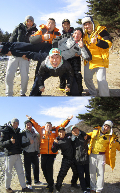 1박2일에 합류한 엄태웅과 멤버들.