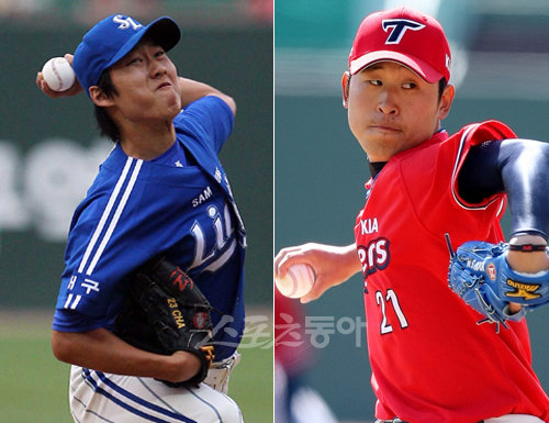 프로야구 광주 개막전 선발로 확정된 차우찬(삼성)과 윤석민(KIA). 스포츠동아 DB