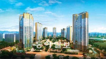 조경 특화로 저층의 조망권을 확보한 경남 ‘양산반도유보라2차’의 투시도. 반도건설 제공