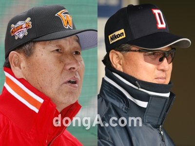 (좌측부터) SK 김성근 감독-두산 김경문 감독. 스포츠동아DB.
