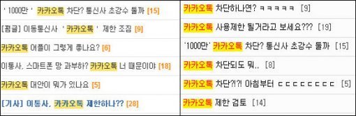 대형 커뮤니티 두 곳의 관련글 캡처.
