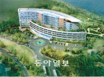 현대아산이 강원 고성군 현내면 초도리
화진포에 신축할 계획인 화진포관광호텔
조감도. 고성군 제공